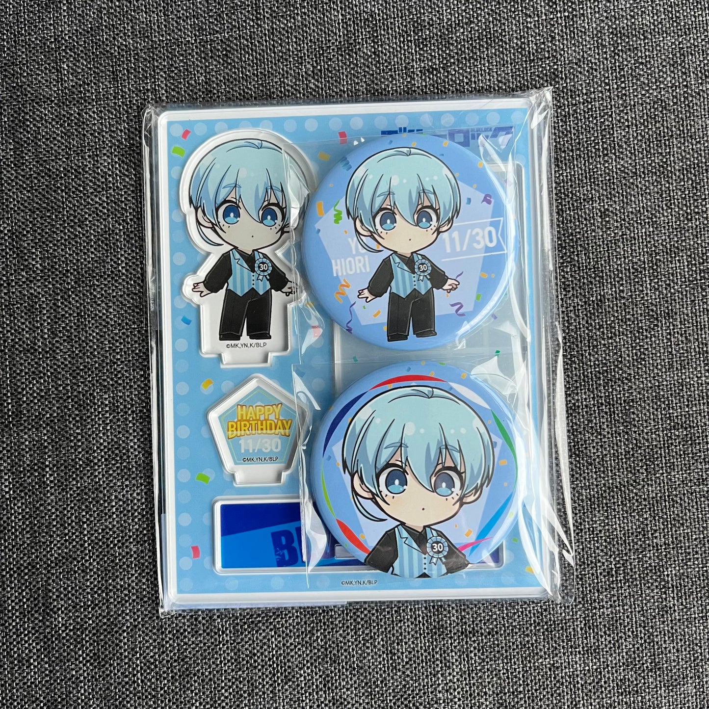 Blue Lock Hiori Yo Birthday Goods Set (Acrylic Stand & Badges)
