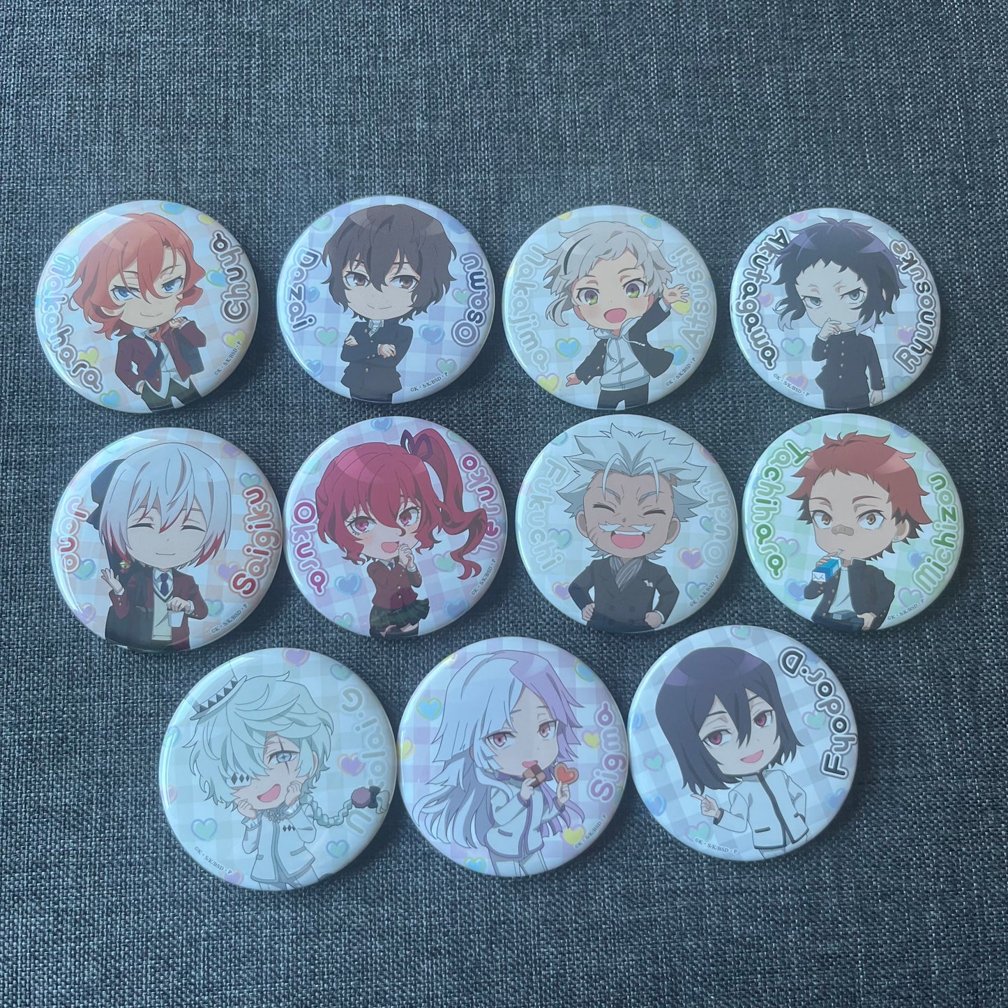 Bungou Stray Dogs Gakuen Chibi Badges