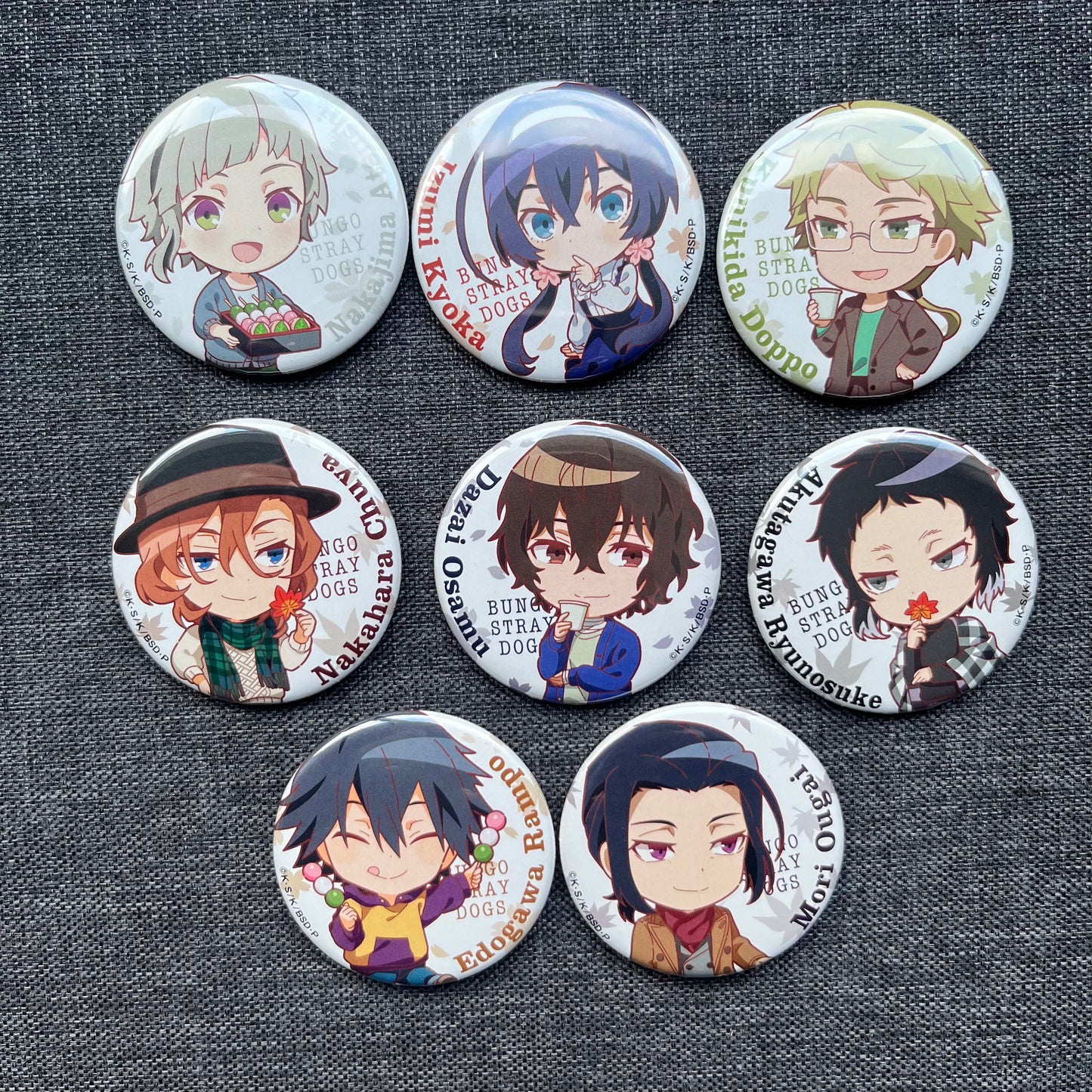 Bungou Stray Dogs Autumn Fall Chibi Badges