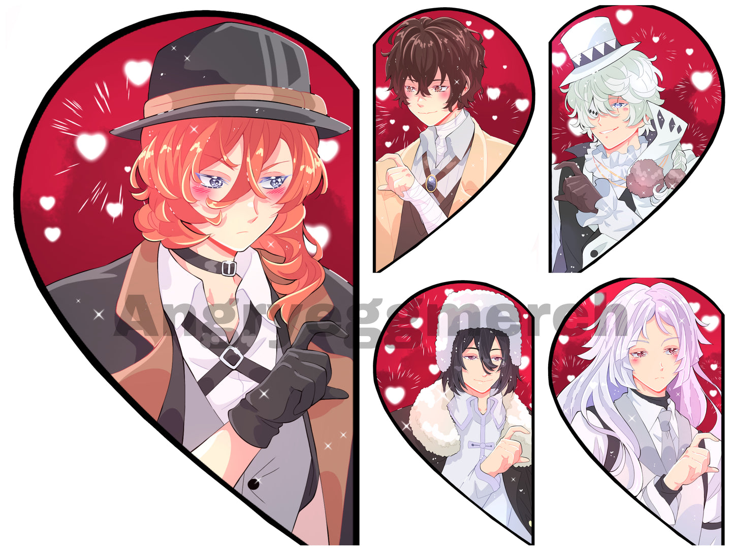 Fanmade Half Heart Charms Bungou Stray Dogs