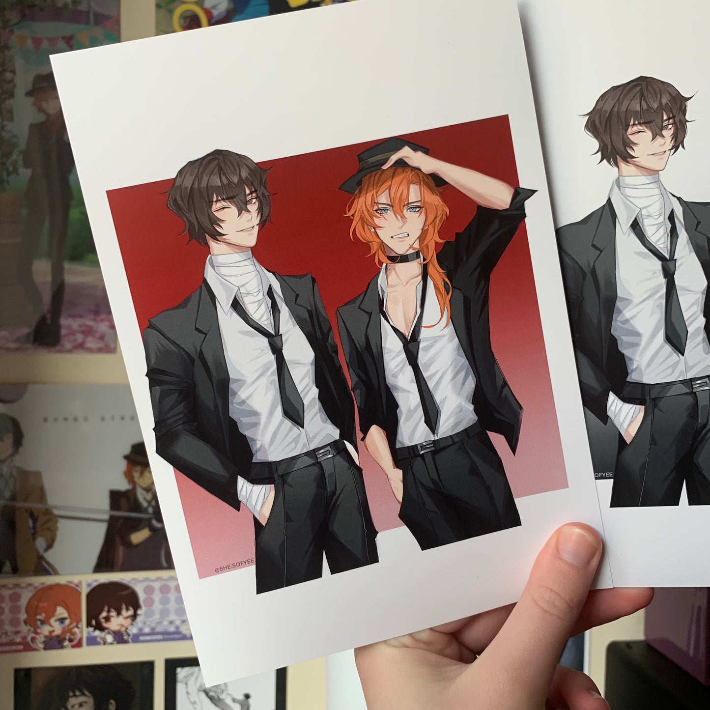 Dazai Chuuya Suit Outfits Art Print BSD Fanmade