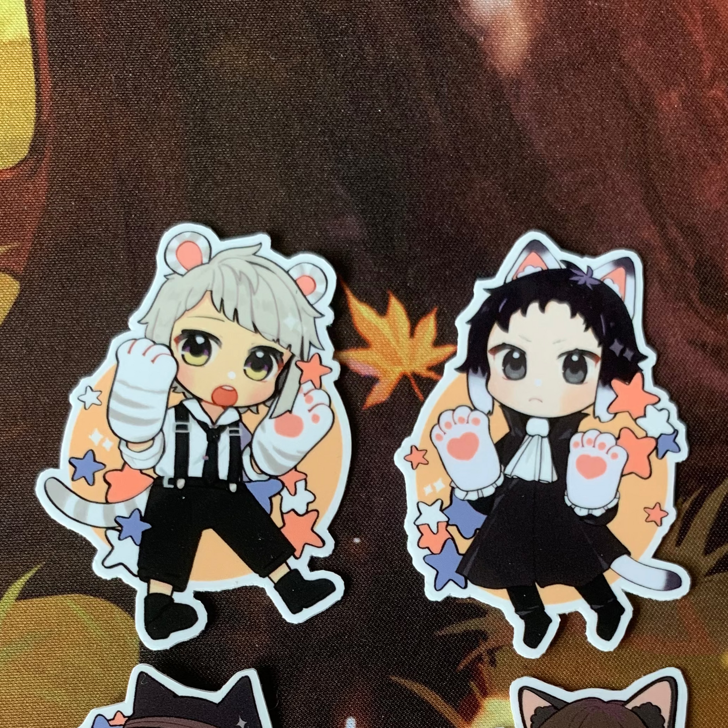Bungou Stray Dogs Atsushi / Akutagawa Cat Stickers Fanmade