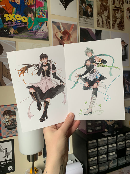 Zhongli/ Alhaitham Maid Dress Art Prints Genshin Impact Fanmade