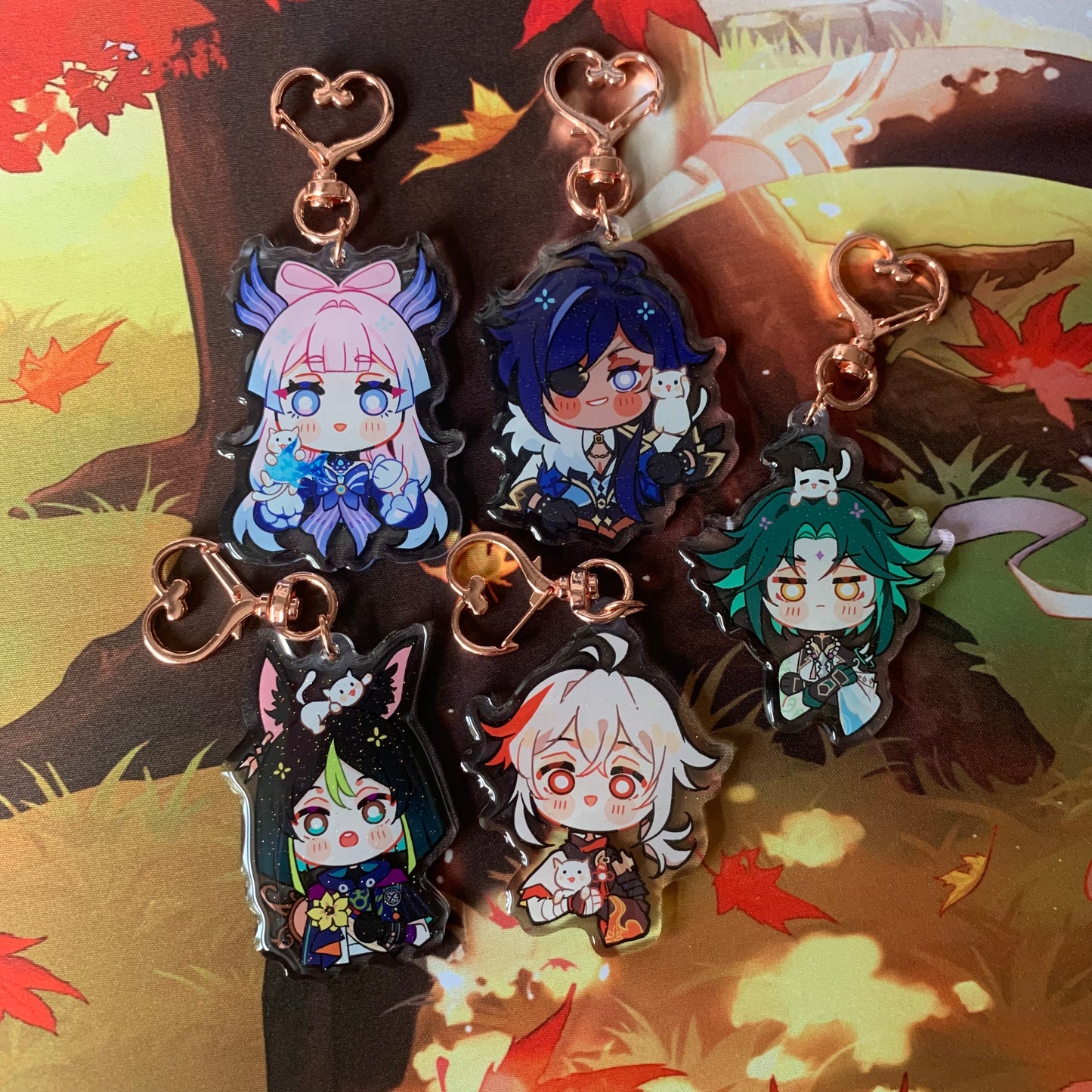 Genshin Impact Cat Companion Acrylic Charms KEYRINGS Fanmade
