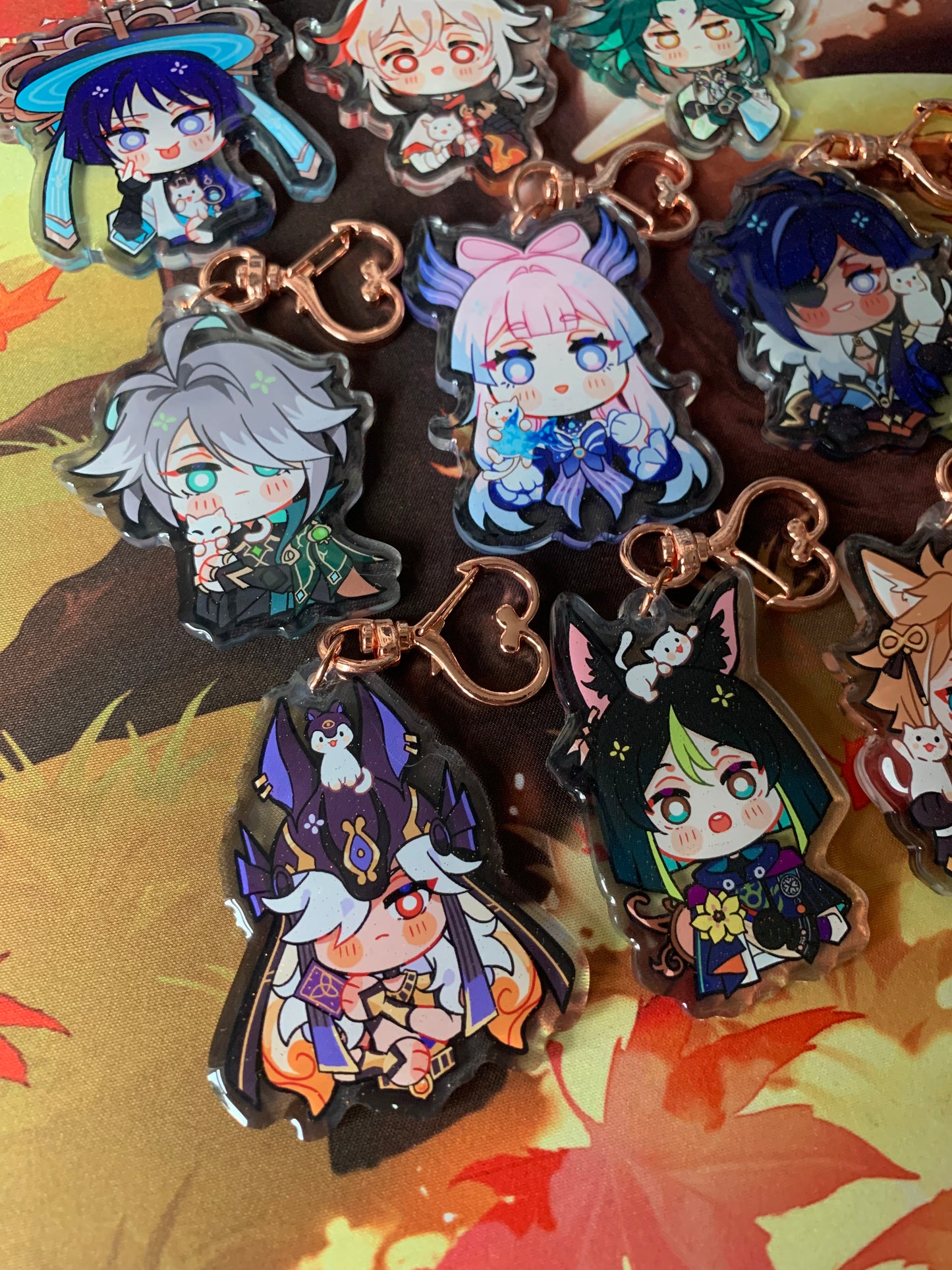 Genshin Impact Cat Companion Acrylic Charms KEYRINGS Fanmade