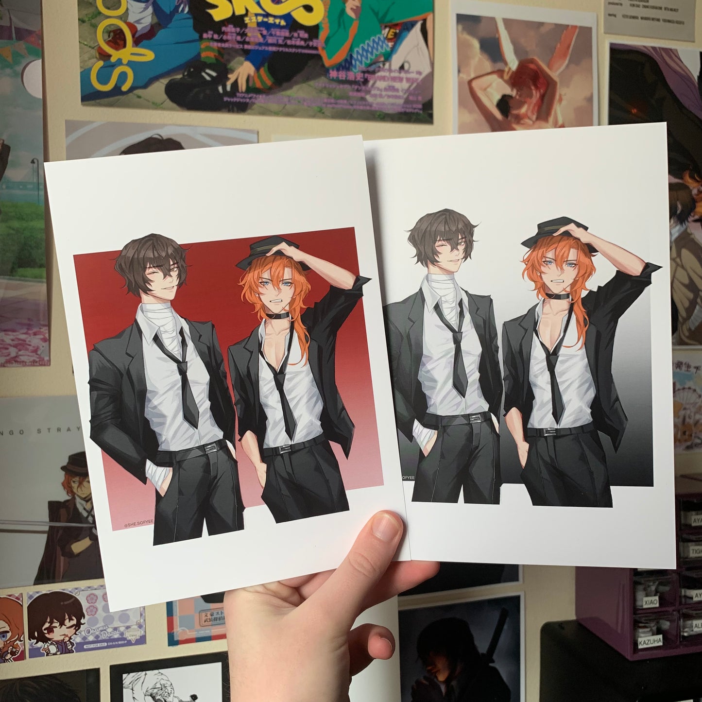 Dazai Chuuya Suit Outfits Art Print BSD Fanmade