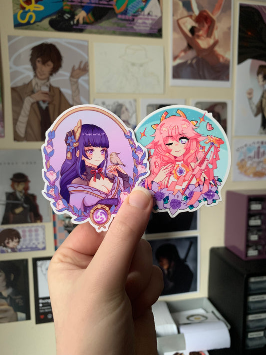 Genshin Impact Girls Stickers Raiden & Yae Miko Fanmade