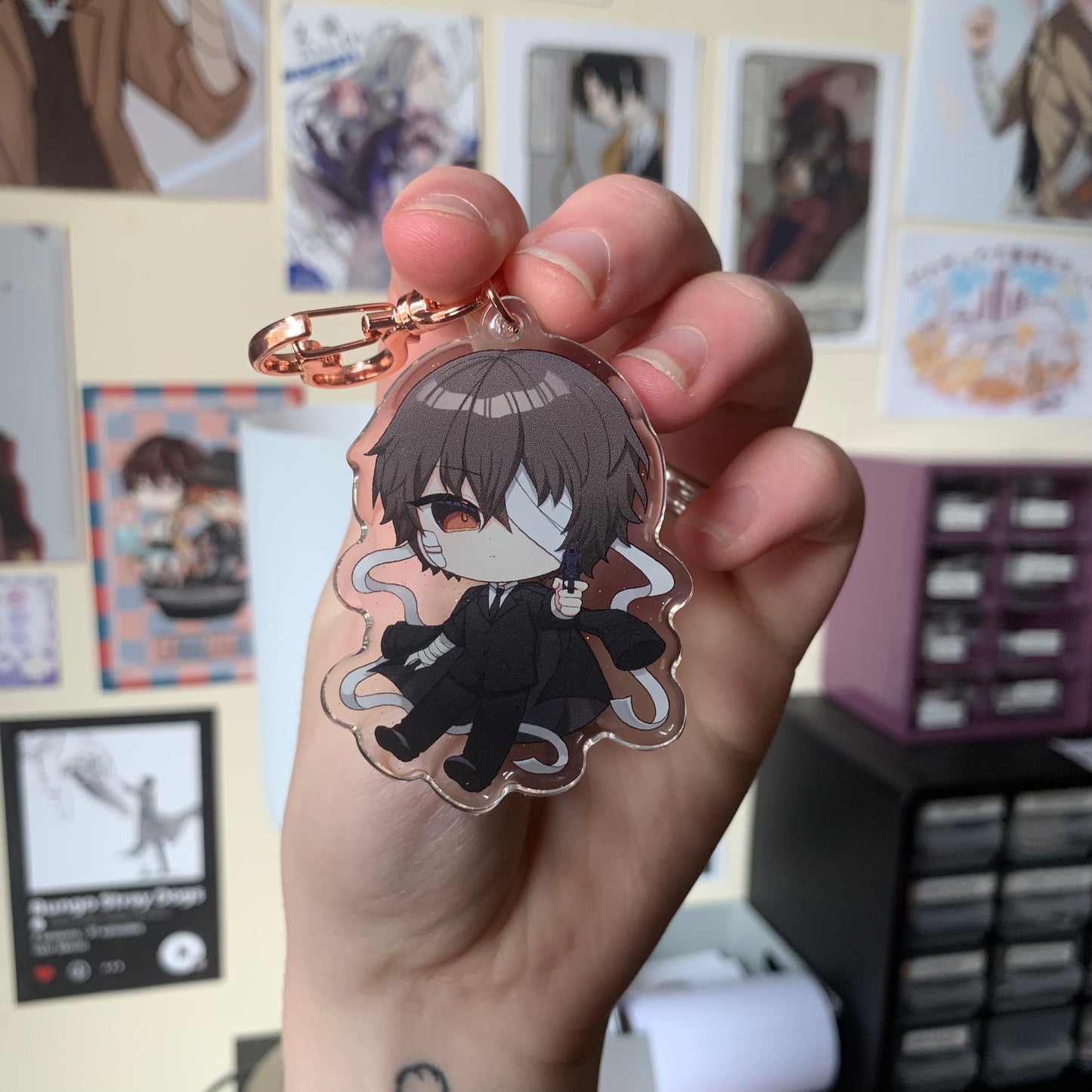 Port Mafia Dazai Acrylic Charm Keyring Bungou Stray Dogs Fanmade