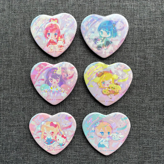 Oshi No Ko x Sanrio Glitter Heart Badges