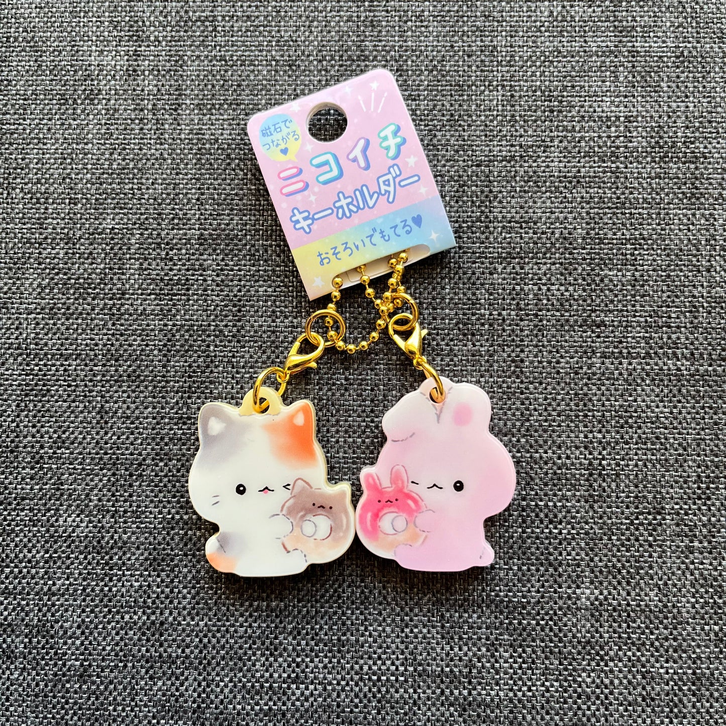 Calico Cat and Bunny Rabbit Magnetic Friendship Charms