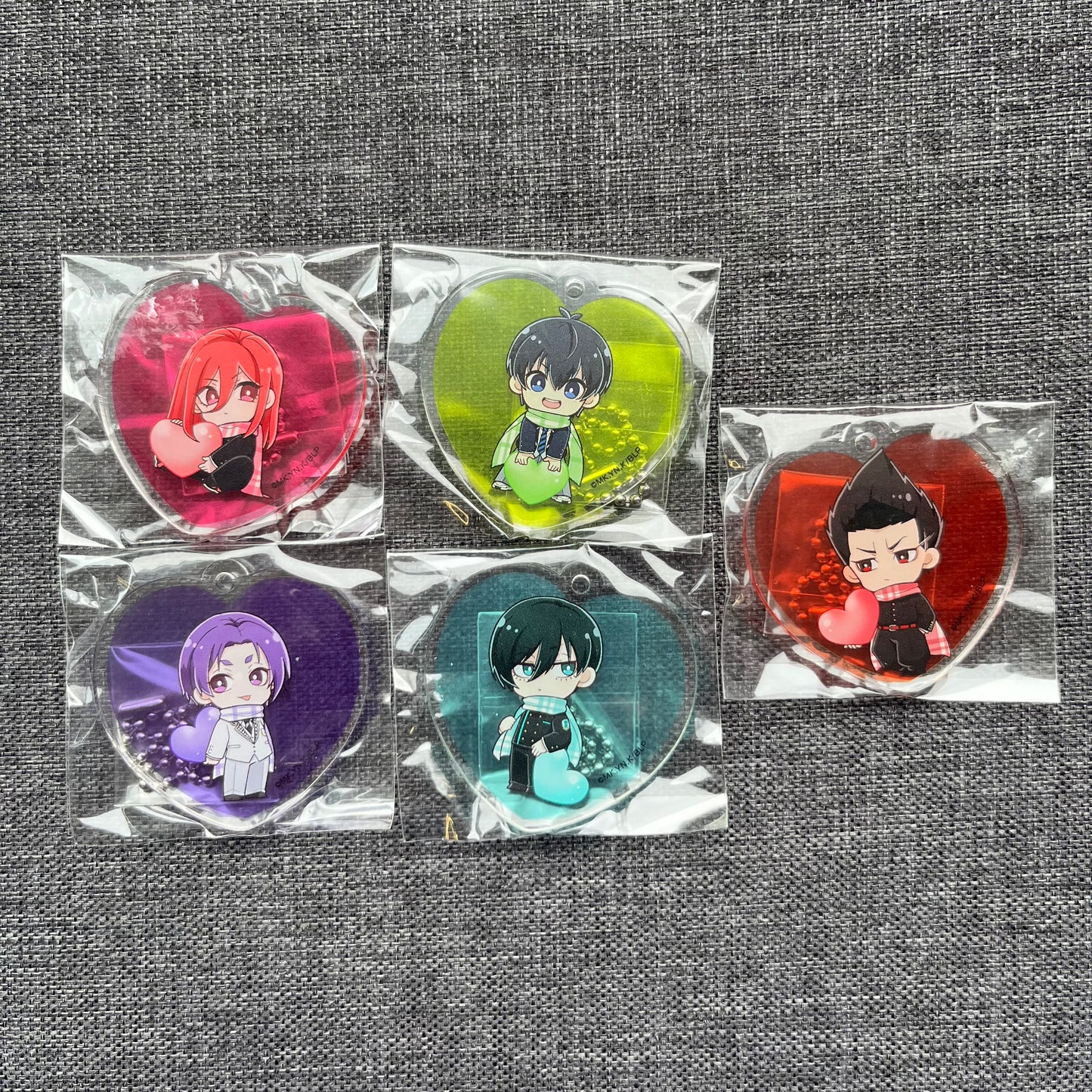 Blue Lock Heart Scarf Mini Acrylic Charms
