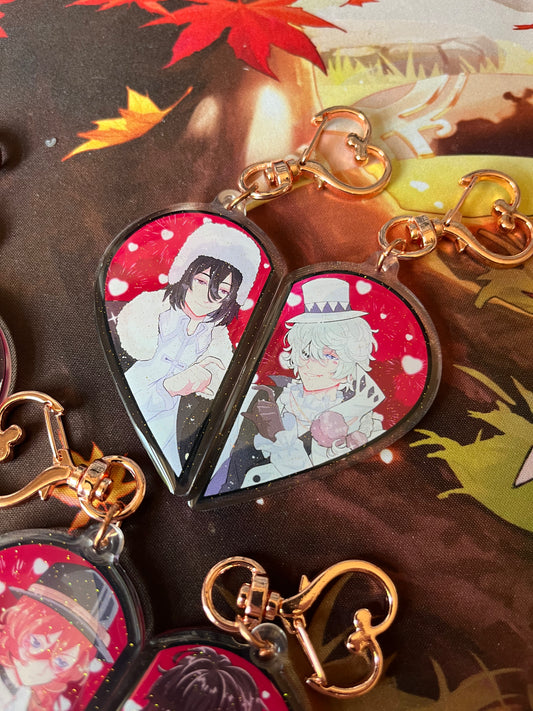 Bungou Stray Dogs Half Heart Acrylic Charms Fyodor / Nikolai Fanmade