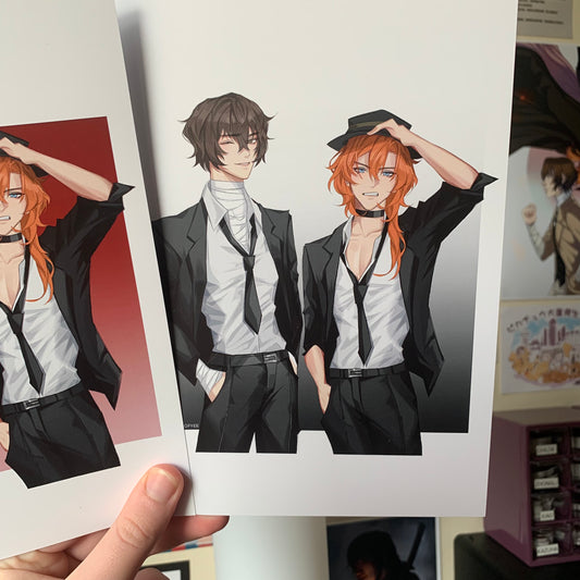 Bungou Stray Dogs Dazai & Chuuya Suits A5 Art Print Fanmade